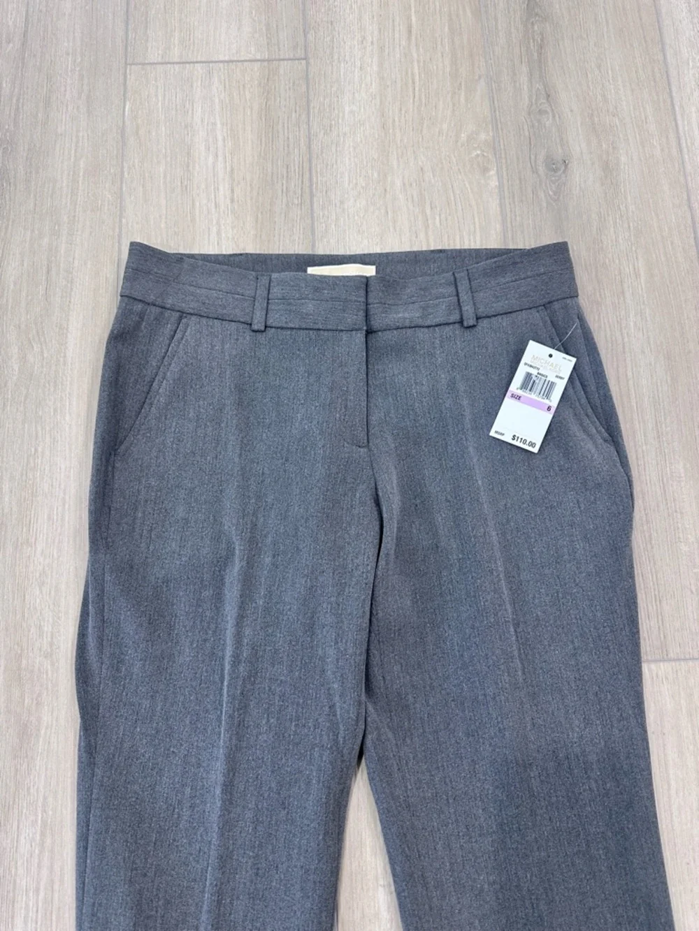 NWT MICHAEL Michael Kors Derby straight leg dress pants grey size 6